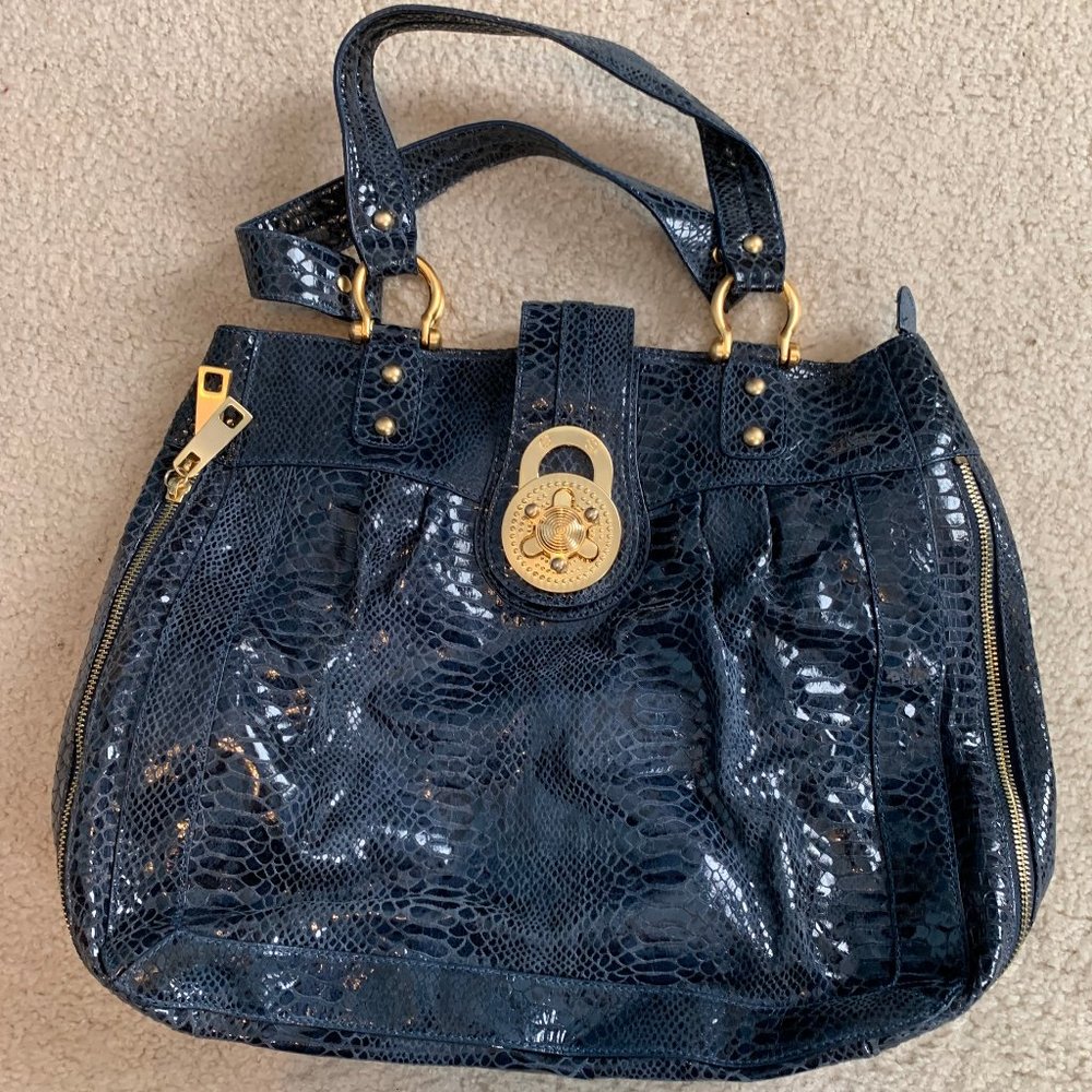 Beautiful Dark Blue/Black Leather (Skin Like) Steve Madden Purse